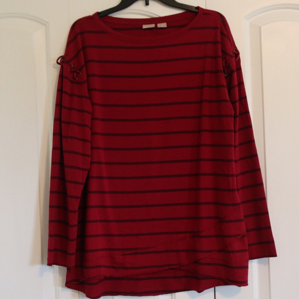 Chico's Zenergy Striped long Sleeve womens top Size 3 (US 16-18)